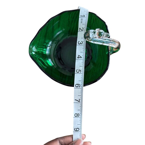 Vintage Green Glass Swan Bowl Clear Neck Jewelry Box Nut & Candy Home Decor - Picture 4 of 10